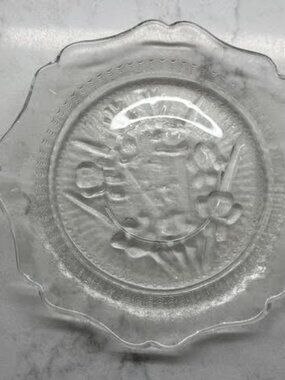 (3) Vintage Anchor Hocking Jeannette Clear Iris Herringbone Bread/Butter plates,